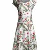 Lily | White & Green Leaf Cap-Sleeve Dress - Women & Plus