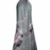 Lily | Gray & Pink Floral Sleeveless Yoke Dress - Women & Plus