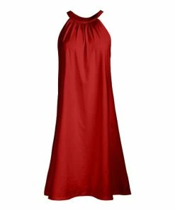 Lily | Red Sleeveless Yoke Dress - Plus