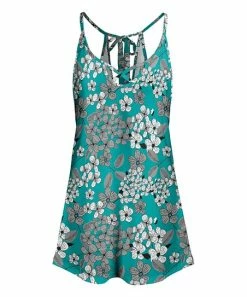 Lily | Teal & Gray Floral Crisscross-Strap Sleeveless Tunic - Women