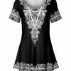 Lily | Black & White Medallion Short-Sleeve V-Neck Tunic - Women