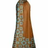 Lily | Brown & Aqua Floral Yoke Dress - Women