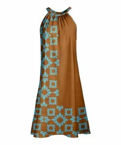 Lily | Brown & Aqua Floral Yoke Dress - Women