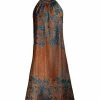 Lily | Blue & Rust Floral Sleeveless Yoke Dress - Women & Plus