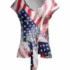 Lily | Blue & Red Stars & Stripes Tie-Waist Short-Sleeve Top - Women