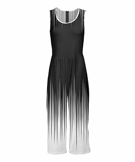 Lily | White & Black Ombré Dot Sleeveless Jumpsuit - Plus 1 Lily | White & Black Ombré Dot Sleeveless Jumpsuit - Plus