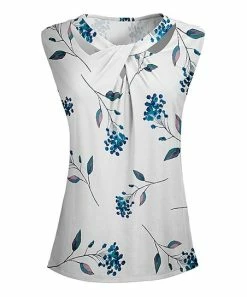 Lily | White & Blue Sleeveless Cutout Tunic - Women