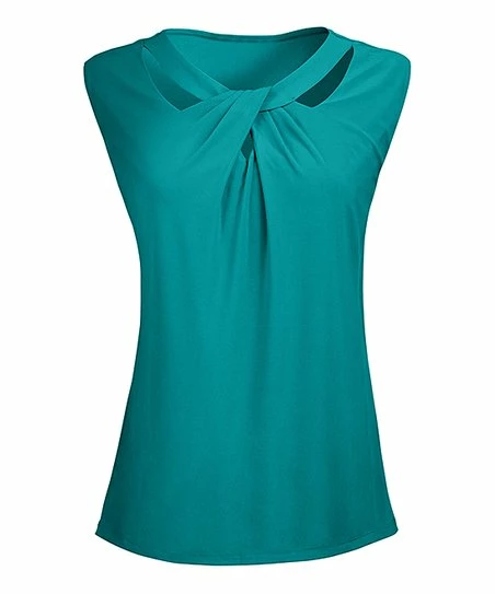 Lily | Turquoise Sleeveless Cutout Tunic - Women 1 Lily | Turquoise Sleeveless Cutout Tunic - Women