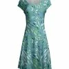 Lily | Teal & Green Leaf Cap-Sleeve Dress - Women & Plus