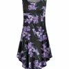 Lily | Black & Purple Floral Curved-Hem Sleeveless Dress - Women & Plus