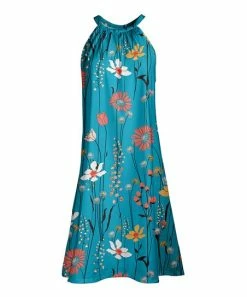 Lily | Teal & Coral Floral Yoke Dress - Women & Plus