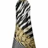 Lily | Black & Beige Floral Zebra Stripe Sleeveless Yoke Dress - Plus