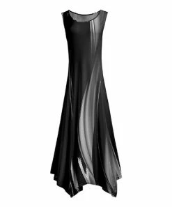 Lily | Black & Gray Abstract Sleeveless Handkerchief Maxi Dress - Women & Plus