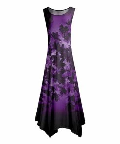 Lily | Black & Purple Floral Sleeveless Handkerchief Maxi Dress - Women & Plus