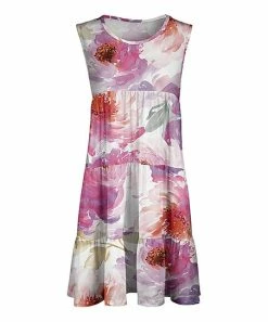 Lily | Purple & Pink Floral Tiered Sleeveless Dress - Women