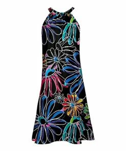 Lily | Black & Blue Floral Yoke Dress - Women & Plus