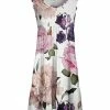 Lily | Pink & Beige Floral Tiered Sleeveless Dress - Plus