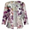 Lily | White & Purple Leaf Open Cardigan - Women & Plus