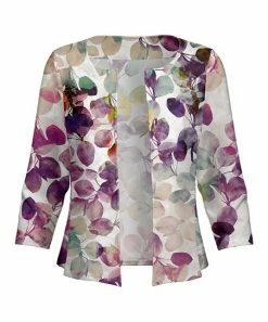 Lily | White & Purple Leaf Open Cardigan - Women & Plus