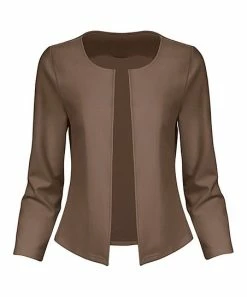 Lily | Brown Collarless Blazer - Women
