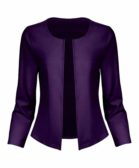 Lily | Purple Collarless Blazer - Plus 1 Lily | Purple Collarless Blazer - Plus