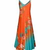 Lily | Orange & Turquoise Floral Sleeveless V-Neck Maxi Dress - Women & Plus