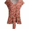 Lily | Orange & Black Floral Tie-Waist Short-Sleeve Tunic - Women
