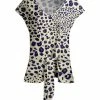Lily | Beige & Navy Leopard Tie-Waist V-Neck Top - Women & Plus