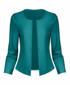 Lily | Turquoise Collarless Blazer - Women