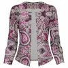 Lily | Pink & Black Paisley Collarless Blazer - Women