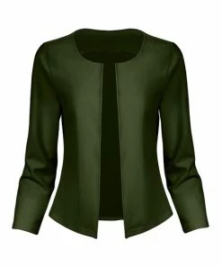 Lily | Green Collarless Blazer - Women