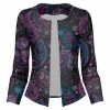 Lily | Black & Purple Paisley Collarless Blazer - Women
