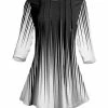 Lily | Black & White Abstract Pleated Boatneck Tunic - Plus