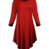 Lily | Red Three-Quarter Sleeve Curved-Hem Dress - Plus