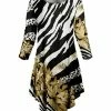 Lily | White & Black Zebra Three-Quarter Sleeve Curve-Hem Dress - Women