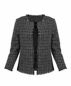 Lily | Black & White Tartan Open Blazer - Women