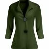 Lily | Green Button Three-Quarter Sleeve Blazer - Plus