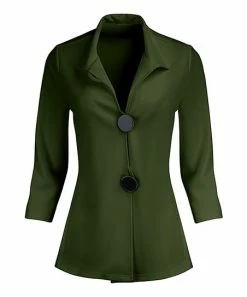 Lily | Green Button Three-Quarter Sleeve Blazer - Plus