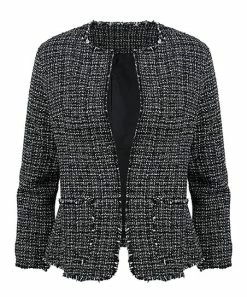 Lily | Black & White Tartan Pocket Open Blazer - Women & Plus