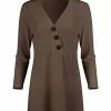 Lily | Brown Button-Accent Surplice Tunic - Plus