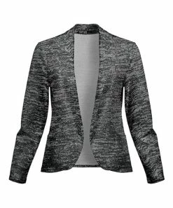 Lily | Gray & Black Heather Notched-Lapel Open Blazer - Women