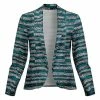 Lily | Turquoise & Gray Stripe Notched-Lapel Open Blazer - Women