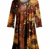 Lily | Brown & Orange Floral Pleated Swing Tunic - Women & Plus