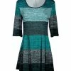 Lily | Teal & Black Color Block Scoop Neck Pleated Tunic - Women