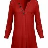 Lily | Red Button-Front Tunic - Women