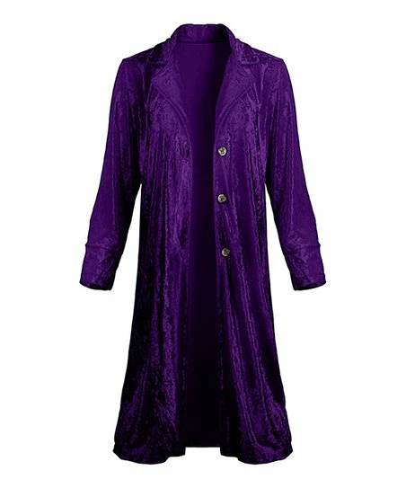Lily | Purple Velvet Button-Front Duster - Women & Plus 1 Lily | Purple Velvet Button-Front Duster - Women & Plus