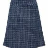 Lily | Blue & White Fringe-Trim Textured A-Line Skirt - Women & Plus