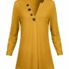 Lily | Yellow Button-Front V-Neck Tunic - Plus