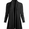 Lily | Black Ruched-Collar Open Cardigan - Women