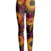 Lily | Purple & Gold Sunflower Leggings - Women